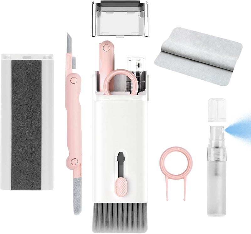 CRYSFIY 7 in 1 Electronic Cleaner kit - Keyboard Cleaner, Keyboard Cleaning Kit, Laptop Cleaner with Brush, Electronic Cleaner for Laptop/Phone/Computer/Screen (Give Away a Flannel Cloth) Pink - Image 1